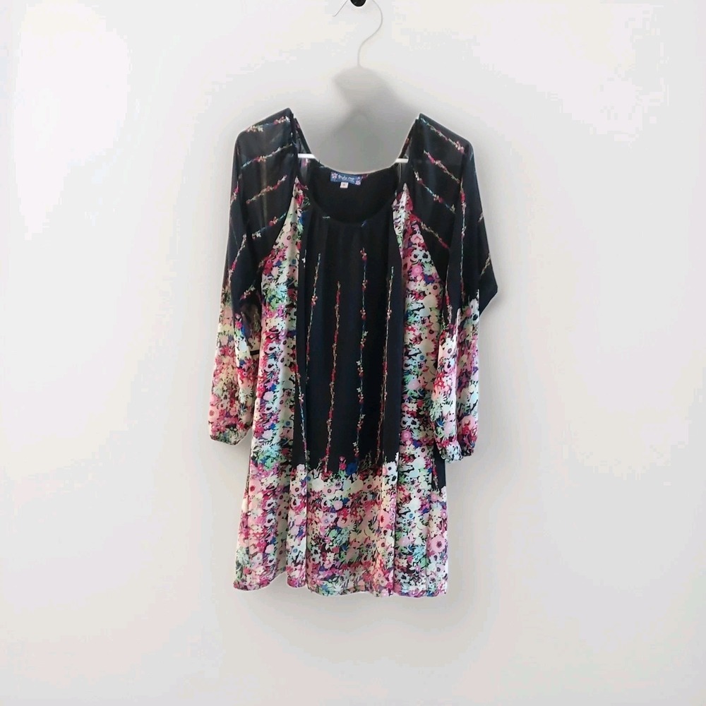 Truly Me by Sara Sara GIRLS size 16 floral dress, wedding, party black/floral